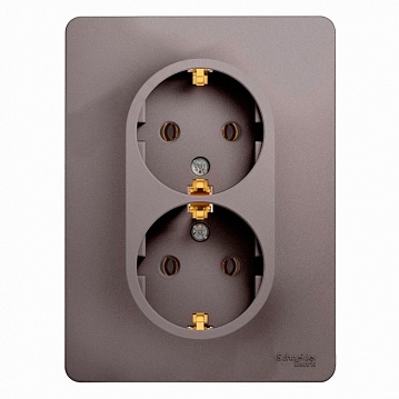 Розетка двухместная GLOSSA, скрытый монтаж, с заземлением, платина GSL001224 Schneider Electric