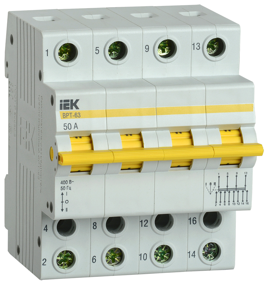 Выключатель-разъединитель трехпозиционный ВРТ-63 4P 50А MPR10-4-050 IEK