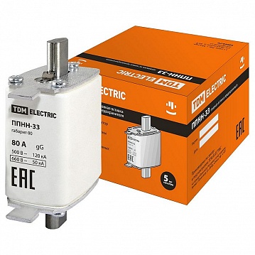 Плавкая вставка предохранителя ППНН-33, габарит 00, 80А SQ0713-0007 TDM