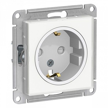 Розетка ATLASDESIGN, скрытый монтаж, с заземлением, со шторками, белый ATN200145 Schneider Electric