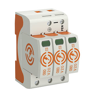 Устройства защиты от импульсных перенапряжений УЗИП для силовых сетей 3 пол. (Класс II), 150 В (V20-3-150) 5095153 OBO Bettermann