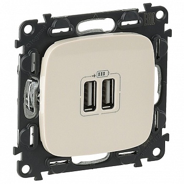 Розетка 2xUSB VALENA ALLURE, слоновая кость 754996 Legrand