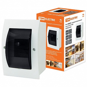 Распределительный шкаф ЩРв 3 мод., IP40, встраиваемый, пластик, черная дверь, с клеммами SQ0902-0008 TDM