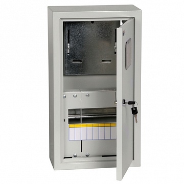 Распределительный шкаф ЩУРн, 9 мод., IP31, навесной, сталь, серая дверь, с клеммами код. MKM22-N-09-31-ZO IEK