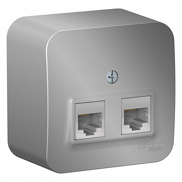 Розетка компьютерная 2xRJ45 Cat.5 BLANCA, алюминий BLNIA045453 Schneider Electric