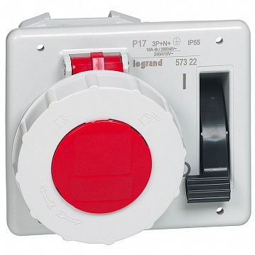 Розетка встраиваемая с блокировкой-выключателем и уменьшенным фланцем - P17 Tempra Pro - IP 55 -... 057322 Legrand