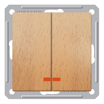 Выключатель 2-клавишный W59, с подсветкой, скрытый монтаж, бук VS516-251-8-86 Schneider Electric