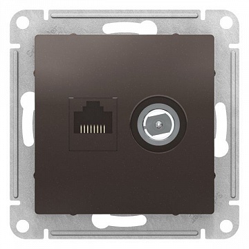 Розетка TV+RJ45 Cat.5 ATLASDESIGN, оконечная, мокко ATN000689 Schneider Electric