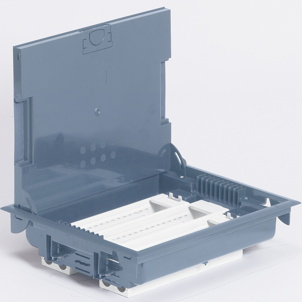 Напольная коробка с глубиной 75-105 мм - неукомплектованная - 24 модуля - под покрытие - серый RAL 7031 089616 Legrand