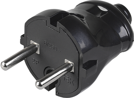 Вилка прямая , 6А IP20, черный, EVP20-06-01-K02 EVP20-06-01-K02 IEK