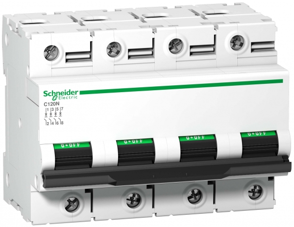 Выключатель автоматический четырехполюсный C120N 125А D 10кА A9N18393 Schneider Electric
