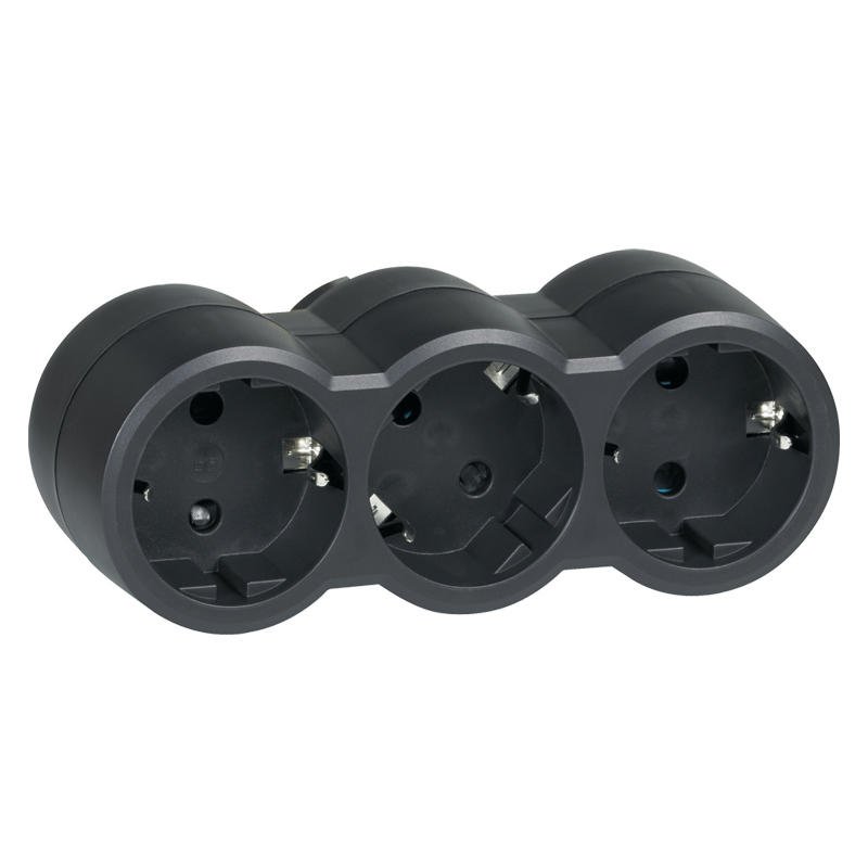 Многорозеточный блок 3x2К+3 - серия Элиум - с кронштейном для крепления к стене - 16 А - гориз. подключение - черный 050512 Legrand