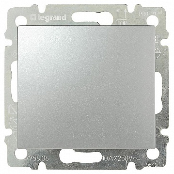 Выключатель 1-клавишный кнопочный VALENA CLASSIC, скрытый монтаж, алюминий 770111 Legrand