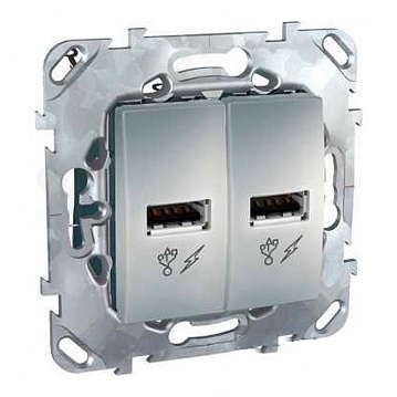 Розетка 2xUSB UNICA TOP, алюминий MGU5.928.30ZD Schneider Electric
