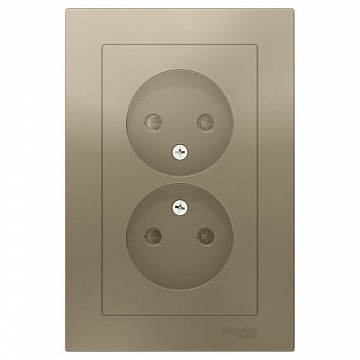Розетка двухместная ATLASDESIGN, скрытый монтаж, шампань ATN000522 Schneider Electric