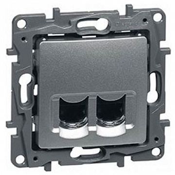 Розетка компьютерная 2xRJ45 Cat.5 ETIKA, алюминий 672452 Legrand