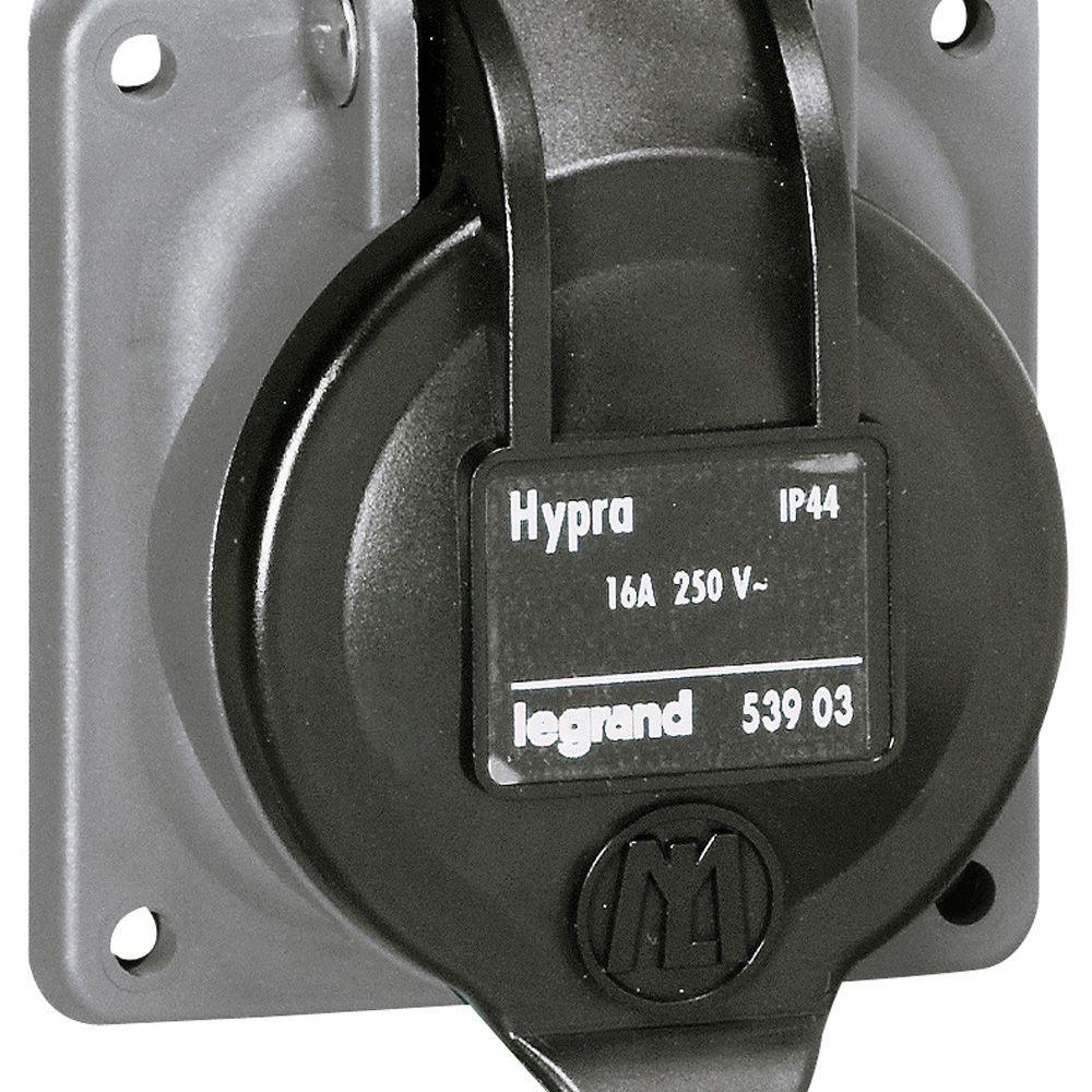 Встраиваемая розетка Hypra - IP 44 - 2К+З - бытовая - 250 В - 16 А - пластик 053903 Legrand