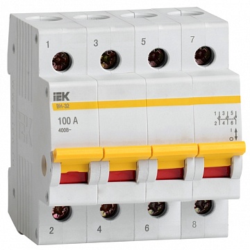 Выключатель нагрузки (мини-рубильник) ВН-32 4Р 100А MNV10-4-100 IEK