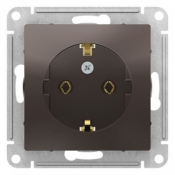 Розетка ATLASDESIGN, скрытый монтаж, с заземлением, мокко ATN000643 Schneider Electric