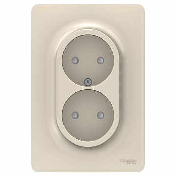 Розетка двухместная UNICA NEW, скрытый монтаж, со шторками, бежевый NU206344 Schneider Electric