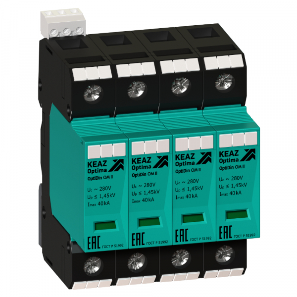 Ограничитель импульсных перенапряжений (УЗИП)  OptiDin OM-II-4-280/40/RS 114309 КЭАЗ