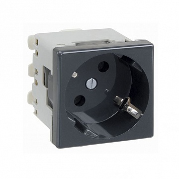 Розетка CONNECT, скрытый монтаж, с заземлением, графит K01-14 Simon