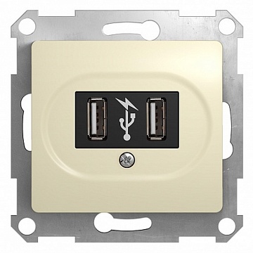 Розетка 2xUSB GLOSSA, бежевый GSL000232 Schneider Electric
