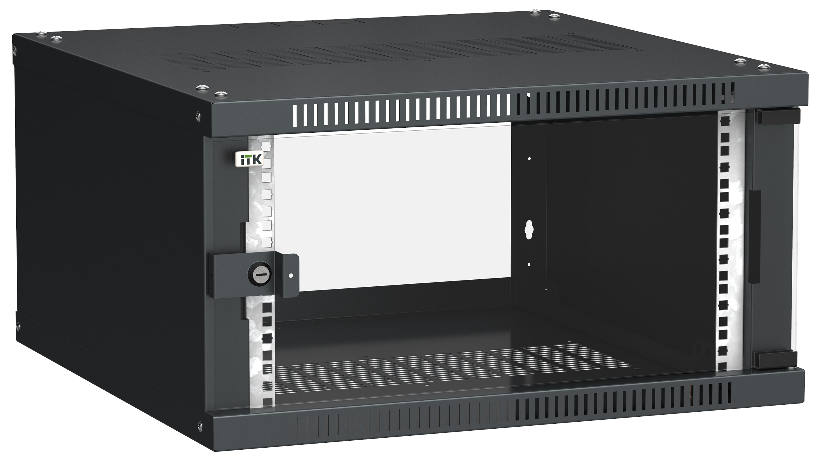 ITK Шкаф настенный LINEA WE 6U 600х600мм дверь стекло черный LWE5-06U66-GF IEK