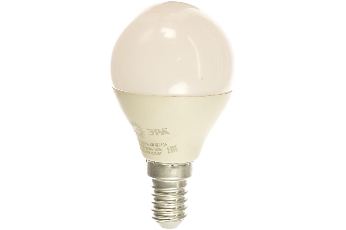 Лампа светодиодная LED P45-8W-827-E14(диод,шар,8Вт,тепл,E14) Б0030022 ЭРА
