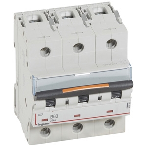 Выключатель автоматический трехполюсный DX3 63А B 25кА (4,5 мод) 409735 Legrand