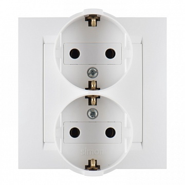 Розетка двухместная 15, скрытый монтаж, с заземлением, белый 1590459-030 Simon