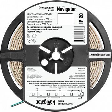 СД Лента светодиодная 71 697 NLS-5730CW60-30-IP20-12V R5 71697 Navigator