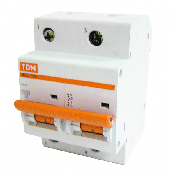 Выключатель автоматический двухполюсный ВА47-100 10А C 10кА SQ0207-0056 TDM
