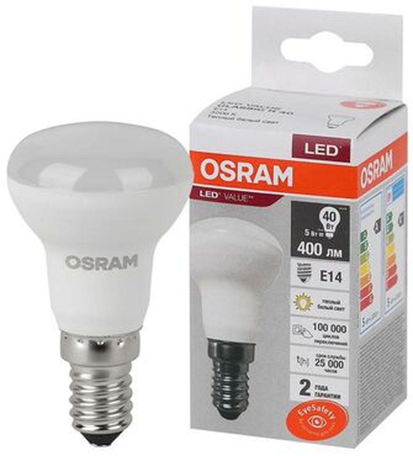 Лампа светодиодная LED 5 Вт E14 3000К 400Лм гриб 220 В (замена 40Вт) 4058075582514 LEDVANCE