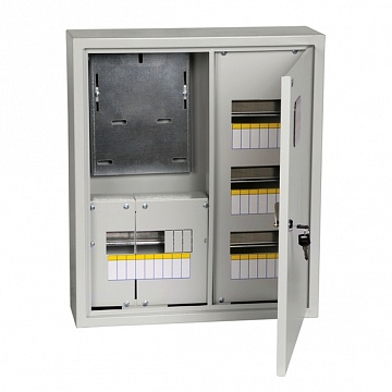 Распределительный шкаф ЩУРн, 24 мод., IP31, навесной, сталь, серая дверь, с клеммами код. MKM34-N-24-31-ZO IEK