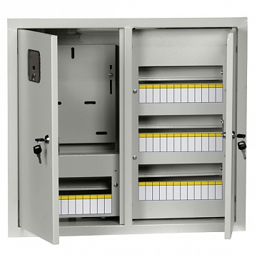Распределительный шкаф ЩУРв 48 мод., IP31, встраиваемый, сталь, серая дверь, с клеммами код. MKM35-V-48-31-ZO IEK