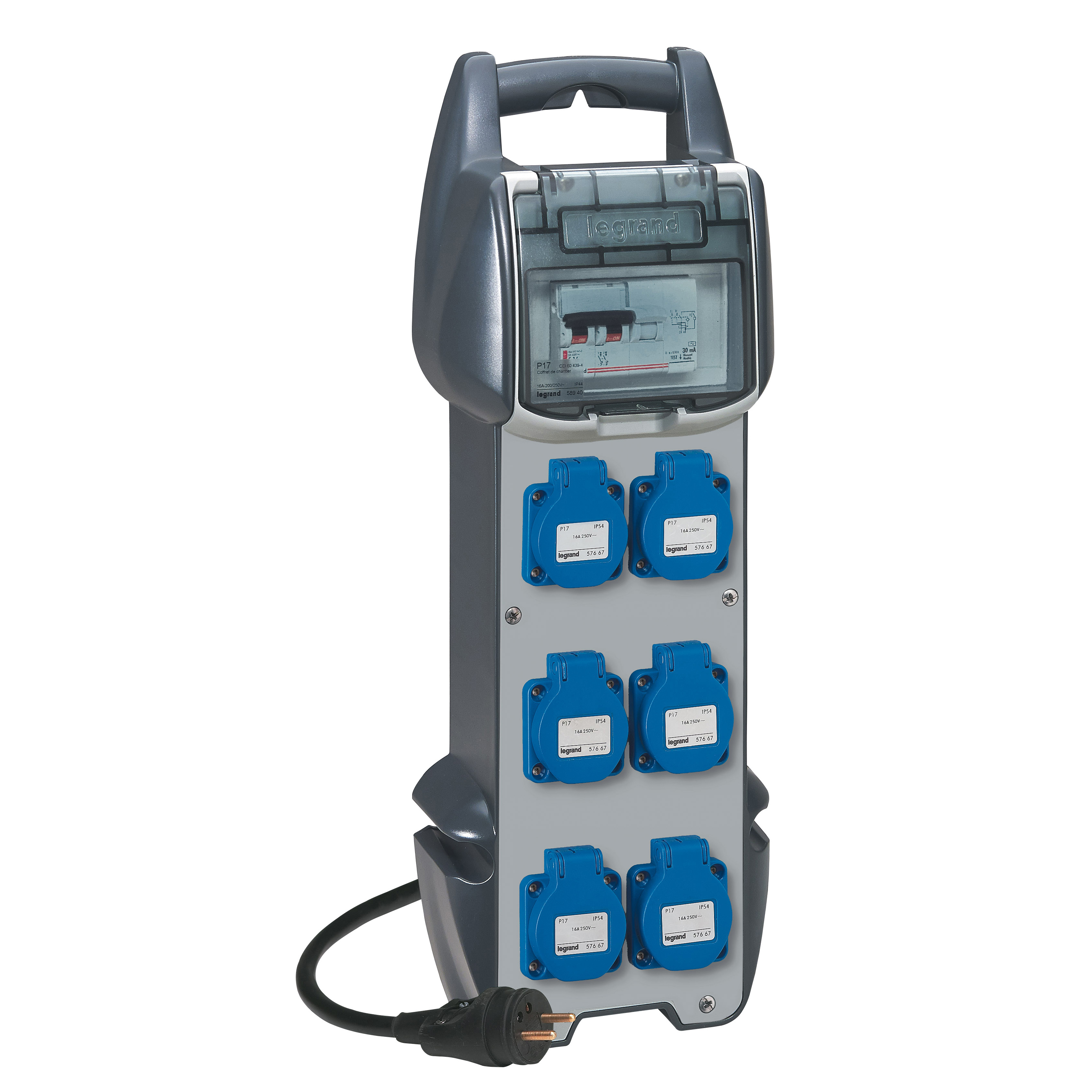 Переносной щиток - P17 Tempra Pro - IP 54 - 6 розеток 2К+З - 16 А 058944 Legrand