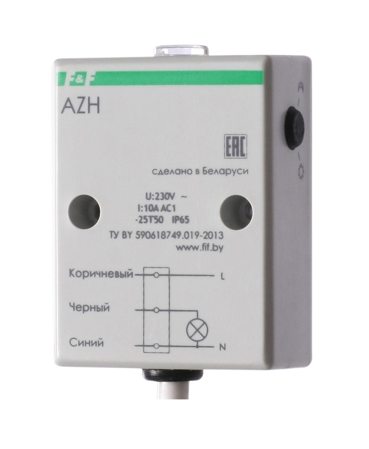 Фотореле AZH (встроен. фотодатчик монтаж на плоскость 230В 10А 1 НО IP65) F&F EA01.001.001