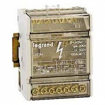 Модульный распределительный блок - 4П - 100 A - 7 подключений 004884 Legrand