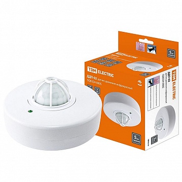 датчик движения потолочный ДДП-02 1100Вт, 5-480с, 2-12м, 5+Лк, 160(сбоку)+360(сверху) гр, IP33 SQ0324-0005 TDM