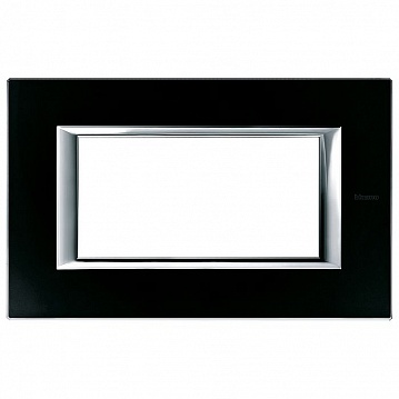 Рамка 4 модуля AXOLUTE, черное стекло HA4804VNN Bticino