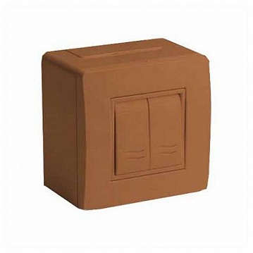 Коробка в сборе с 2-клавишным выключателем, коричневая (упак. 14шт) 10001B DKC