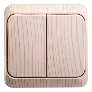 Выключатель 2-клавишный ЭТЮД, с подсветкой, открытый монтаж, сосна BA10-006D Schneider Electric