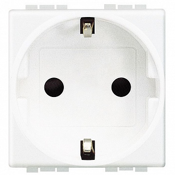 Розетка LIVING LIGHT, скрытый монтаж, с заземлением, со шторками, белый N4141 Bticino