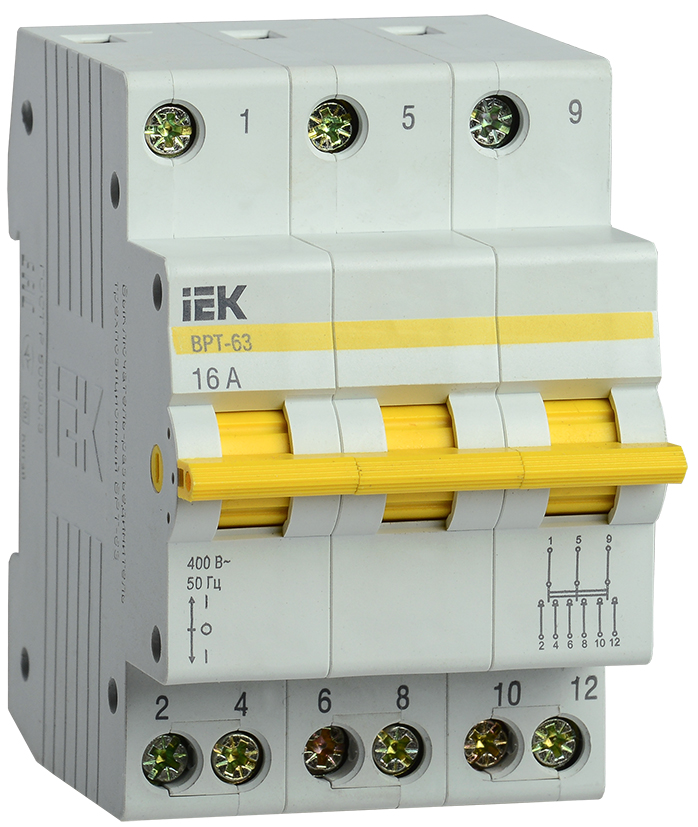 Выключатель-разъединитель трехпозиционный ВРТ-63 3P 16А MPR10-3-016 IEK