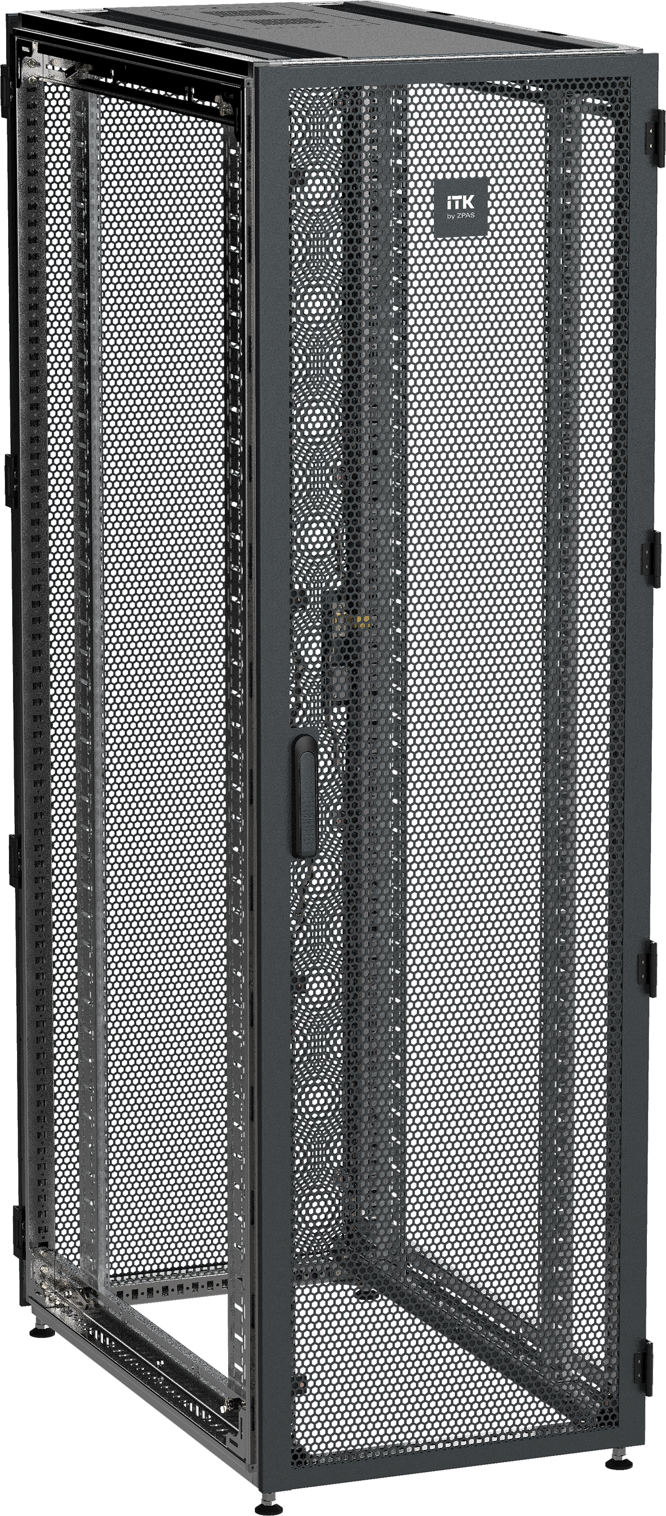 ITK by ZPAS Шкаф серверный 19" 42U 600х1200мм одностворчатые перфорированные двери черный РФ ZP05-42U-0612-PP-R IEK