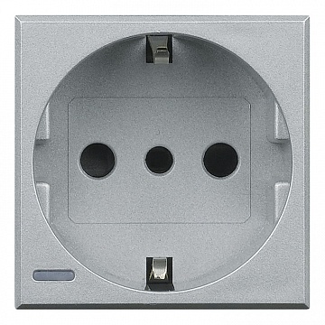 Розетка AXOLUTE, скрытый монтаж, с заземлением, со шторками, алюминий HC4140W Bticino