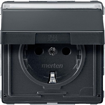 Розетка MERTEN AQUADESIGN IP44, скрытый монтаж, с заземлением, с крышкой, антрацит MTN2312-7214 Schneider Electric
