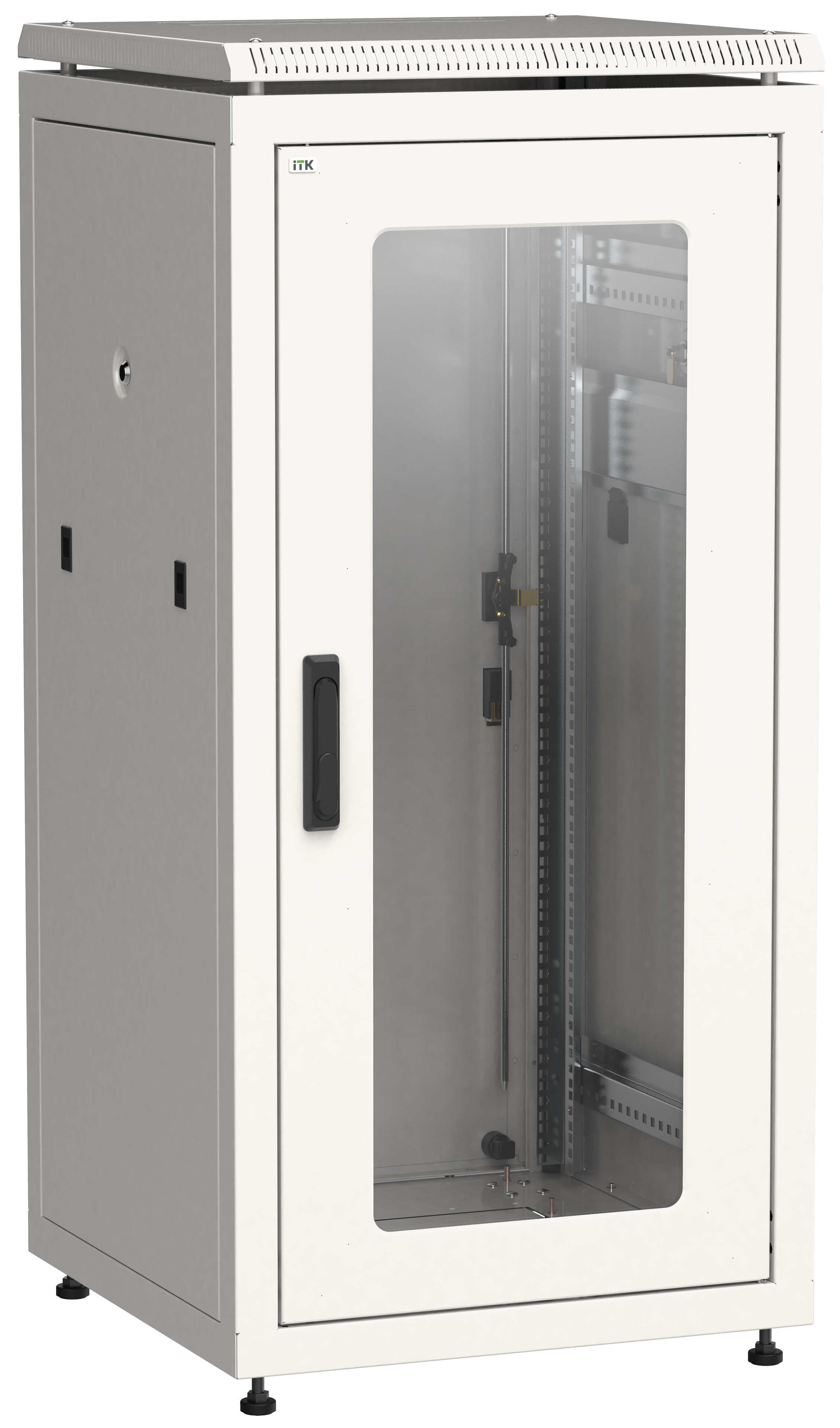ITK Шкаф сетевой напольный 19" LINEA N 24U 600х800мм стеклянная передняя дверь, задняя металлическая серый LN35-24U68-GM IEK