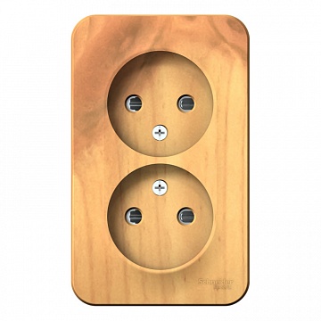 Розетка двухместная BLANCA, открытый монтаж, со шторками, ясень BLNRA001215 Schneider Electric